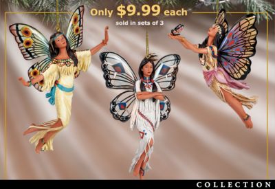 Dance Of The Butterfly Ornament Collection - Tiffany Style Design Unites with Native American Style Legend to Create Unforgettable Collectible Ornaments - Butterfly Dancers!