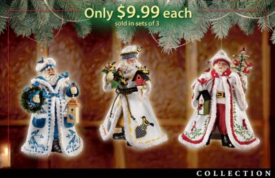 Santa's Feathered Friends Ornament Collection: Set of Three