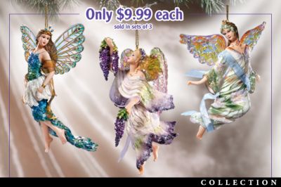 On Wings Of Light Angel Ornament Collection - Angel Christmas Ornament Collection Glows Like Vintage Stained Glass! Exclusive Art Nouveau Designs!