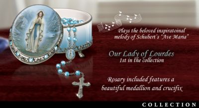 Visions Of Mary Musical Rosary Box Collection - Exclusive Musical Holy Rosary Box Collection Showcases Artist Hector Garridos Holy Mother Portraits Come with Rosary Beads!