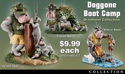 USMC Devil Dog Marines Christmas Ornament Collection - Atten-hut! Enlist Now for Exclusive United States Marine Corps USMC Collectible Bull Dog Christmas Ornament Collection