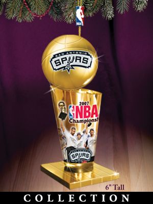 Hamilton Authenticated San Antonio Spurs Collectible NBA Championship Trophy Christmas Tree Ornament Collection