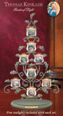 The Bradford Editions Thomas Kinkade Holiday Lights Votive Tree Collection