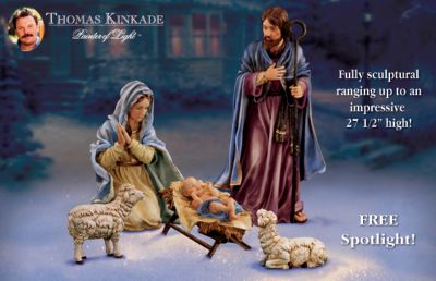 Thomas Kinkade Indoor/Outdoor Nativity Set: Magnificent Holy Night Collection - Thomas Kinkade Outdoor Nativity Collection Inspired by His Beloved Artistry! Exclusive First Includes FREE Spotlight!