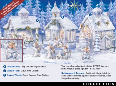 Snow Angels Holiday Village Collection - Collectible Angel Village Collection Sparkles with Holiday Light! Unique Angel Gift or Unique Christmas Decoration Idea!