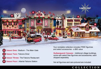 Click here to buy Atlanta Falcons Collectible Christmas Village Collection by Hawthorne Village.