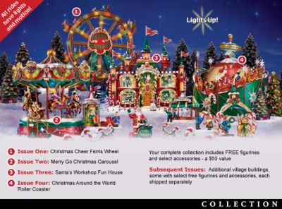 Christmas Carnival Illuminated Village Collection - Christmas Carnival Village Collection with Collectible Musical Carousel, Ferris Wheel and More! Unique Christmas Decoration!