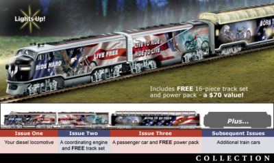 Born To Be Free Express Biker Train Collection - Exclusive Collectible Bald Eagle and Motorcycle Art Train Collection Hauls Sculptural Chopper Replicas! FREE Accessories!