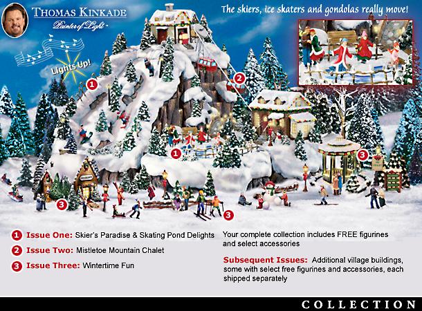 Thomas Kinkade Mistletoe Mountain Collectible Christmas Village Collection - Exclusive Collectible Thomas Kinkade Christmas Village Collection a Unique Holiday Decoration Idea! Moving Figures and Music!