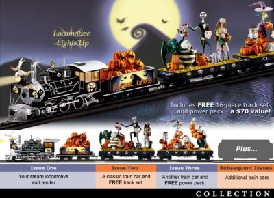 Tim Burtons The Nightmare Before Christmas Express Illuminated Train Collection - Tim Burtons The Nightmare Before Christmas Train Set Collection with FREE Track Set! Collectible Halloween Decor!