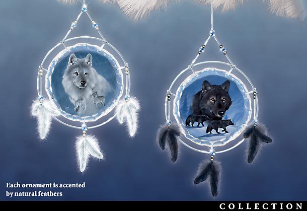 Click here to buy Dream Spirits Wolf Art Dreamcatcher Christmas Ornament... by The Bradford Editions.