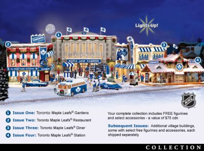 Toronto Maple Leafs® NHL Team Hockey Collectible Christmas Village Display Collection - Christmas Village Display Collection Makes the Toronto Maple Leafs® a Special Part of Your Holidays!