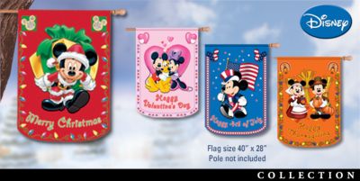 Mickey & Friends Decorative Flag Collection - Disney Mickey Mouse Decorative Flag Collection Makes All Your Holidays Bright! Unique Disney Outdoor Decorative Flags!