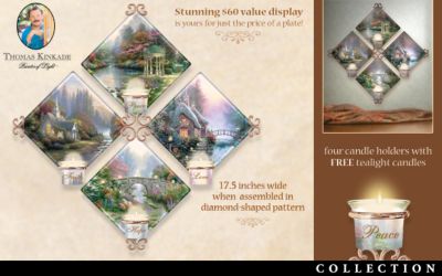 Thomas Kinkade Candle Holder Quartet Collector Plate Collection - First-of-a-Kind Thomas Kinkade Art Collector Plates Create a Diamond-Shaped Candlelit Quartet! Exclusive Collection