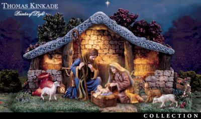 Thomas Kinkade Nativity Scene Star Of Hope Creche Village Collection - Exclusive Market First Collection for the Holidays! Thomas Kinkade Christmas Nativity Scene Set with Illuminated Creche!
