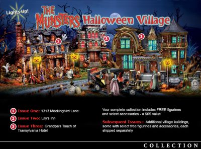 The Munsters Halloween Village Collection - The Munsters TV Show Lives Again As a Hilarious, Halloween Collectible Village Collection! Exclusive Limited Editions!