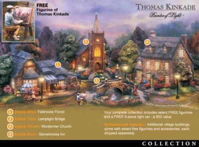 Thomas Kinkade Lamplight Village Collection - Exclusive Thomas Kinkades Lamplight Village Collection Invites You to Stroll Quaint Lamp Lit Streets! FREE Accessories!