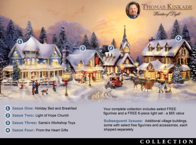 Thomas Kinkades Collectible Village Christmas Collection - Thomas Kinkade Christmas Village Collection Welcomes You! Exclusive First, Unique Christmas Decoration, FREE Accessories