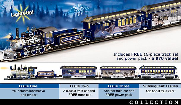 Silver Moon Express Wolf Art Electric Train Collection - Electric Train Set Collection Answers the Call of the Wild! Wolf Art by Al Agnew on Exclusive Collectible Train!