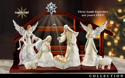 Silver Blessings Christmas Nativity Collection - Christmas Nativity Scene of Exclusive Porcelain Nativity Figurines - Celebrates the True Meaning of Christmas