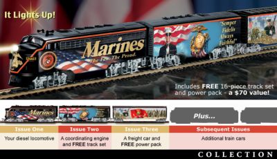 USMC Express Train Collection - All Aboard the Exclusive, First-ever Hawthorne Village USMC Electric Train Set Collection!
