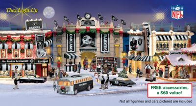 Collectible Oakland Raiders Christmas Village Collection - Take to the Field with Collectible Oakland Raiders Football Christmas Village Collection! Exclusive Raiders Home Decor!