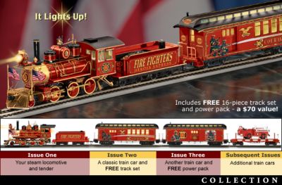 Firefighters Express Electric Train Collection - Firefighters Collectible Illuminated Express Train Set Collection Honors Americas Heroes! An Exclusive Treasure!