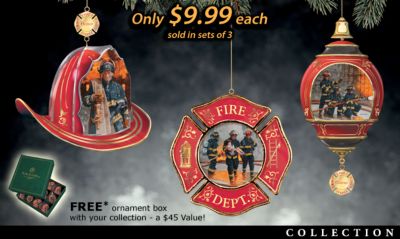 Courage Under Fire Heirloom Porcelain Christmas Ornament Collection - Salute Firefighters with Heirloom Porcelain Christmas Ornament Collection! Brave Tribute to Everyday Heroes!