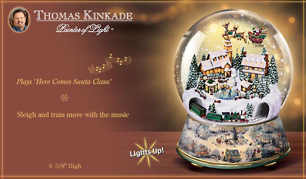 Thomas Kinkade Christmas Village Animated Musical Water Globe - Collectible Thomas Kinkade Christmas Table Centerpiece Decoration! Exclusive Snowglobe is a Holiday Treat with Music, Motion!