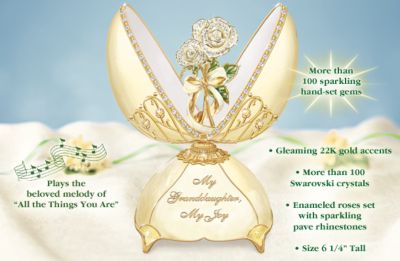 Precious Beauty Peter Carl Faberge Style Granddaughter Gift Egg Music Box - Exclusive Limited-edition Peter Carl Faberge Style Musical Egg Celebrates Your Love for a Treasured Granddaughter