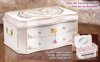 My Daughter My Joy Wooden Musical Jewelry Box - Unique Wooden Musical Jewelry Box is a Message of Love Straight from Your Heart! A First-of-a-Kind Gift Idea for Daughters!