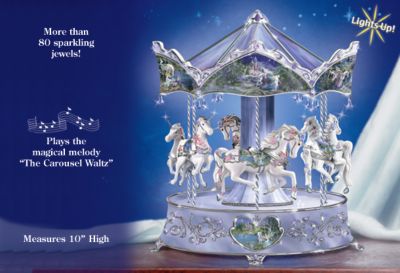 Enchanted Dancers Collectible Unicorn Carousel Music Box - Exclusive Collectible Animated Unicorn Carousel Music Box Enchants You with Light, Motion and Artist Mimi Jobe Fantasy Art!