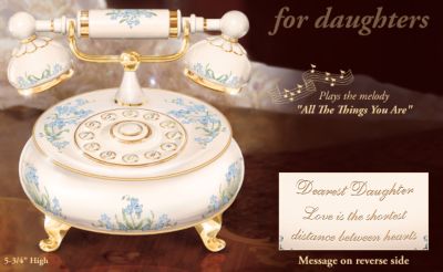 Dearest Daughter Collectible Porcelain Telephone Music Box - Endearing Daughter Gift with Exclusive Design! Collectible Porcelain Music Box with Antique Charm Plays Touching Melody