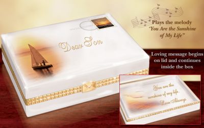 Dear Son Gift Porcelain Music Box - Unique Gift for Sons! Music Box Letter Sends a Loving Note that Lasts Forever! An Exclusive Collectible Porcelain Treasure!