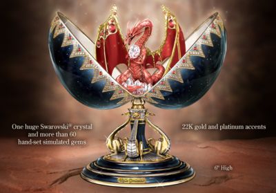 Red Dragon Collectible Egg: Noble Protector - Red Dragon Collectible Egg Invites You to Quest for Dazzling Treasure! Exclusive Fantasy Dragon Art, Giant Swarovski Crystal!