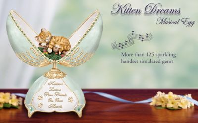 Kitten Dreams Collectible Cat Musical Egg - Exclusive Collectible Cat Music Box is a Peter Carl Faberge-Style Musical Egg and an Adorable First with Platinum Accents!