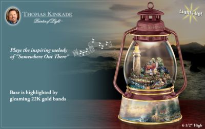 Thomas Kinkade Light Of Peace Collectible Lighthouse Music Box - Thomas Kinkade Lighthouse Illuminated Collectible Lantern Is a Welcome Beacon of Faith! A Collectible Thomas Kinkade First!