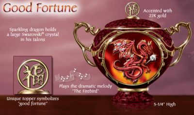 Good Fortune Chinese Red Dragon Collectible Music Box: Dragon Home Decor - Collectible Chinese Red Dragon Music Box Bears the Gift of Good Fortune! Exclusive Dragon Home Decor To Treasure Always!