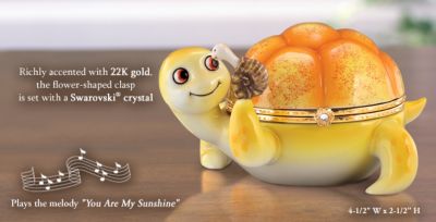 Sunny Turtle Music Box: Cute Music Box Gift - Exclusive Turtle Music Box Makes the Perfect Cute Gift or Tabletop Decoration! Swarovski Crystal Adds Sparkle and Charm!