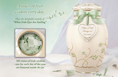 A Year Of Irish Blessings And Inspirations Porcelain Musical Ginger Jar - Irish Blessings Ginger Jar Music Box Offers 365 Notes of Irish Wit and Wisdom! Irish Blessings Gift is an Exclusive First!