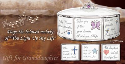 My Precious Granddaughter Collectible Music Box Gift - Exclusive Granddaughter Music Box Gift Delivers Heartfelt Wishes to Your Beloved in the Style of an Italian Charm Bracelet!