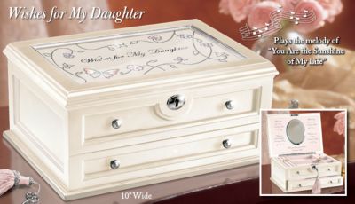 Wishes For My Daughter Masterpiece Jewelry Music Box: Jewelry Box Gift For Daughter - Exclusive Limited-edition Jewelry Music Box for Daughters has Flowery Heirloom Porcelain&reg; Panel! Lovely Gift for Daughter