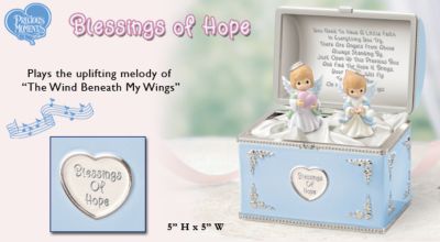 Precious Moments Blessings Of Hope Musical Prayer Box - Charming Precious Moments&reg; Music Box! Removable Angel Figurines Carry Inspiring Symbols of Hope and Love!