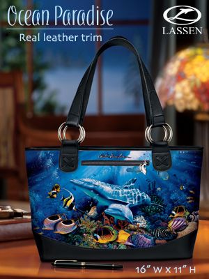 Ardleigh Elliott Christian Riese Lassen Ocean Paradise Tote Bag: Underwater & Dolphin Art Lover Gift