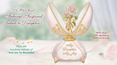Precious Jewel Daughter Musical Egg - Exclusive Collectible Peter Carl Faberge-style Egg Music Box! Elegant Musical Tribute Makes the Perfect Gift for Daughters!