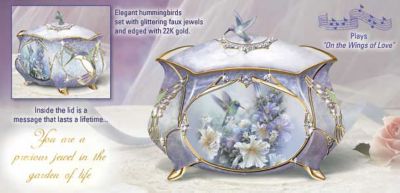 Lena Liu Precious Treasure Hummingbird Music Box - Hummingbird Art to Treasure Always! Exclusive Collectible Music Box with Floral Art by Lena Liu the Ideal Hummingbird Gift!