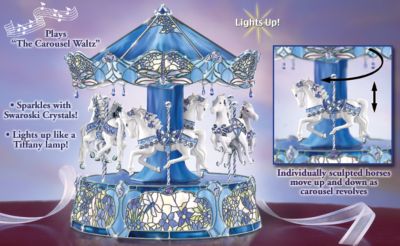 Dream Dancers Tiffany Style Stained Glass Carousel - Limited-edition Animated Musical Carousel Collectible in an Exclusive Illuminated Tiffany-style Carousel Music Box