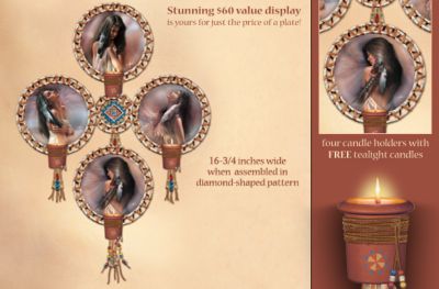 Decorative Wall Candle Holder: Illuminations Of The Heart Dreamcatcher Collection - Fantasy Art Dreamcatcher Showcases Portraits by Artist Lee Bogle on Porcelain Collector Plates, Set Aglow by Candlelight!