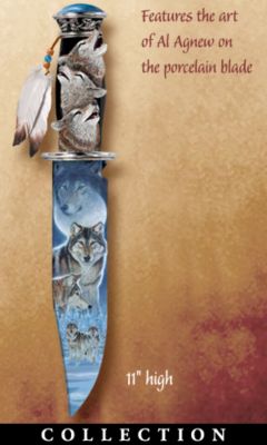 The Bradford Exchange Mystic Spirits Collectible Wolf Art Knife Replica Collection