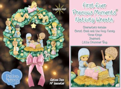 Precious Moments Nativity Wreath - Exclusive Precious Moments® Collectible Lighted Christmas Nativity Wreath is Unique Holiday Home Decor